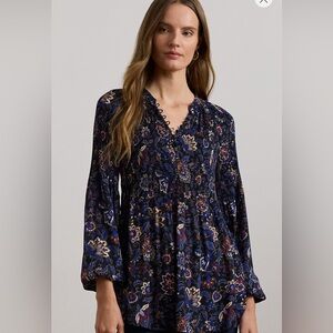 NEW WITH TAGS Ralph Lauren Floral Pleated Georgette Blouse